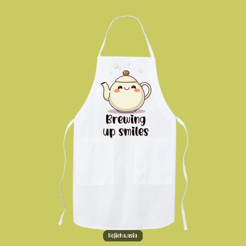 Funny Hojicha Teapot Grin Apron: Cook with Cheerful Bubbles & Style
