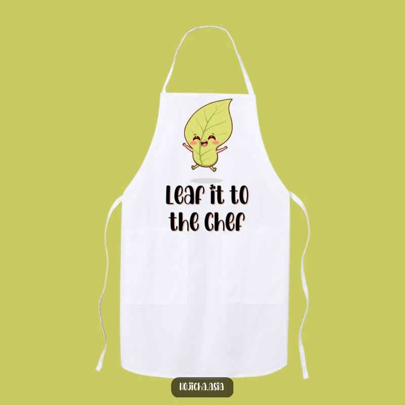 Funny Hojicha Tea Leaf Apron: Cook with Cheerful Energy & Style