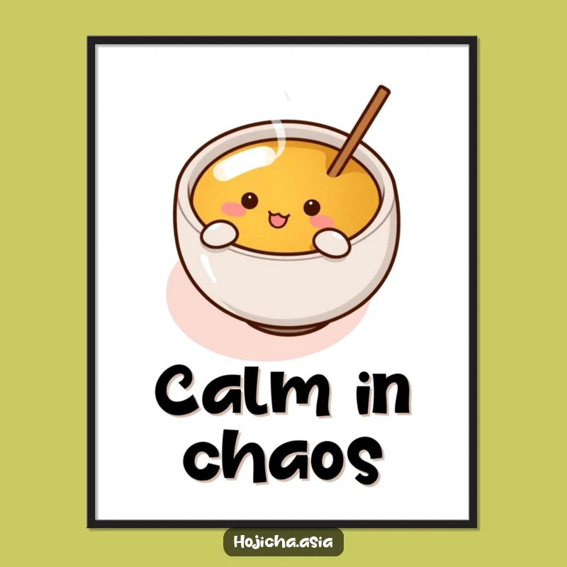 Funny Hojicha Cup Digital Art - Enthusiastic Stirrer for Instant Gifts