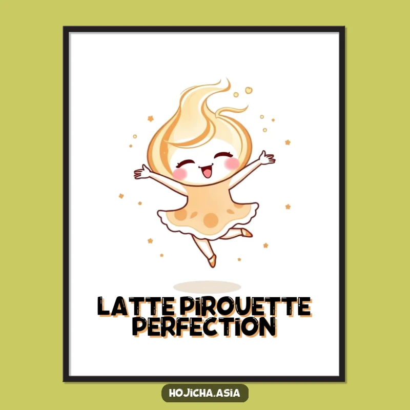 Funny Hojicha Latte Art Digital Print: Instant Elegant Wall Art