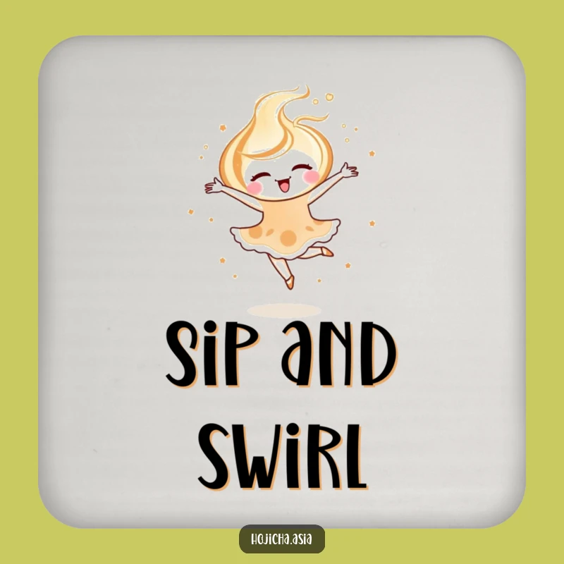 Funny Hojicha Latte Art Coaster Set: Protect Surfaces with Style