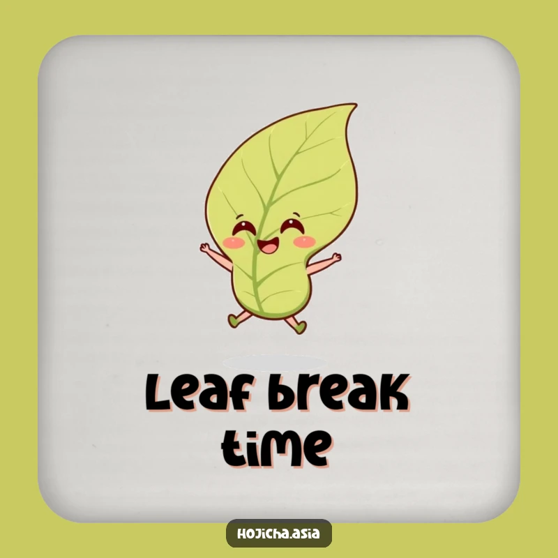 Funny Hojicha Tea Leaf Coaster Set: Protect Surfaces with Cheerful Style