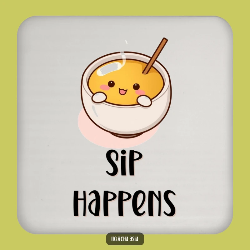 Funny Hojicha Cup Coaster - Enthusiastic Stirrer for Table Gifts