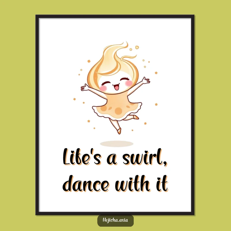 Funny Free Printable Wall Art: Hojicha Latte Swirl's Ballet Pirouette