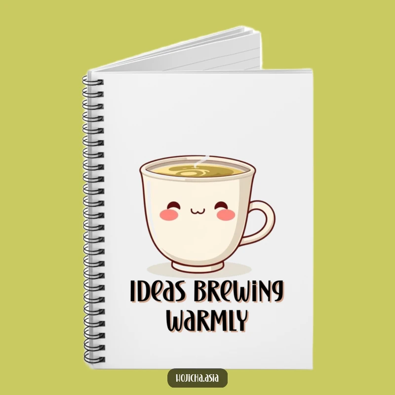 Funny Steaming Hojicha Cup Notebook - Jot Down Happy Thoughts Gift