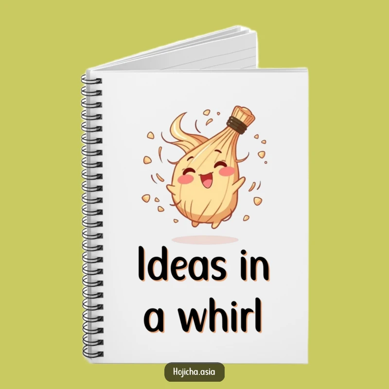 Funny Happy Hojicha Whisk Notebook - Jot Down Energetic Ideas Gift
