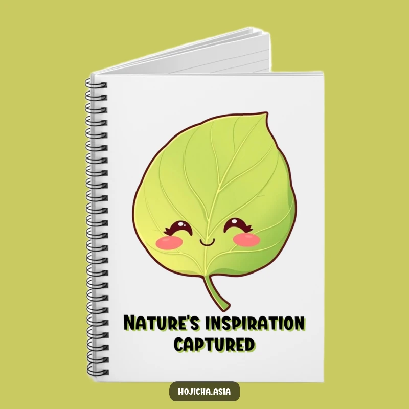 Funny Smiling Hojicha Leaf Notebook - Jot Down Gentle Ideas Gift