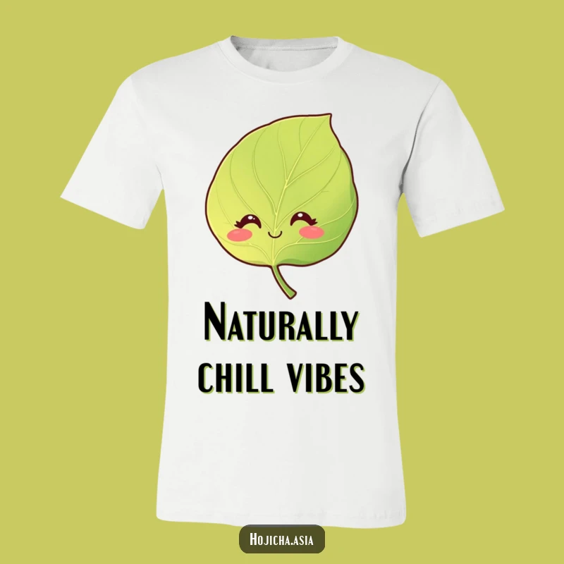 Funny Smiling Hojicha Leaf T-Shirt - Curious Eyes Graphic Tee Gift