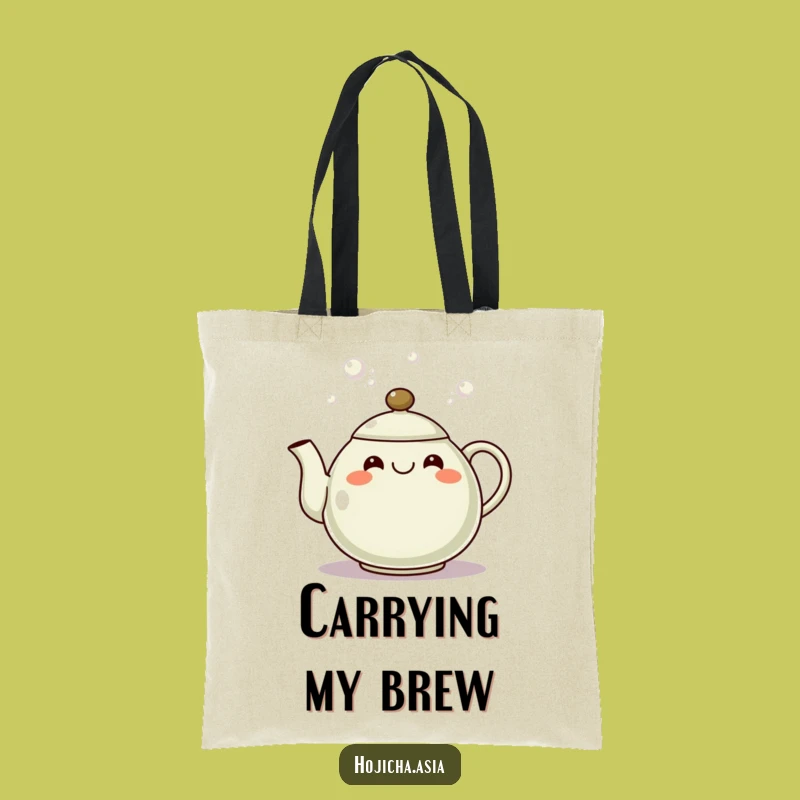 Funny Hojicha Teapot Grin Tote Bag: Carry Your Cheer Everywhere
